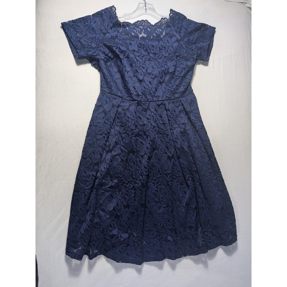 Missmay Retro Gorgeous City Navy Blue Floral Lace Cocktail Dress XL NWT 687